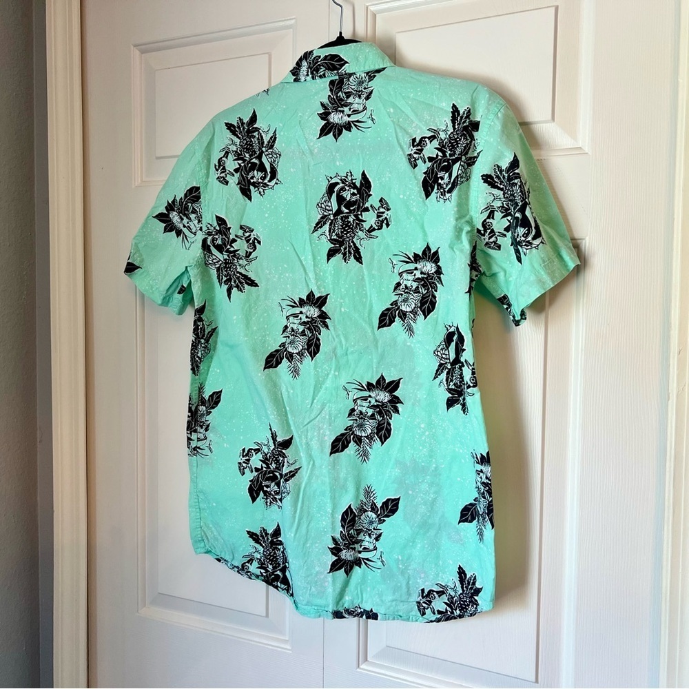 Star Wars Mens Hawaiian Shirt Mint Green Floral Size Small Stormtroopers Darth - Picture 7 of 9